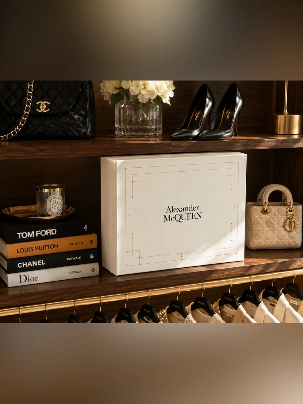 Alexander McQueen Empty Shoe Box with Original Tissue Paper Luxury Storage Displ